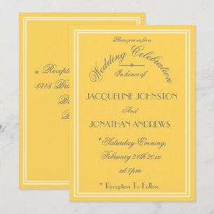 Invitation Jaune Ensoleillé Mariage Élégant Gris Détails de S