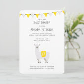 Invitation Jaune et blanc Baby shower Llama neutre pour le ge (Debout devant)