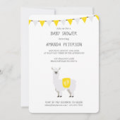 Invitation Jaune et blanc Baby shower Llama neutre pour le ge (Devant)