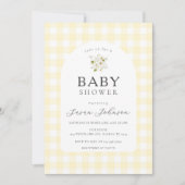 Invitation Jaune et blanc Buffalo Check Plaid Baby shower (Devant)