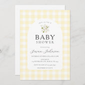 Invitation Jaune et blanc Buffalo Check Plaid Baby shower (Devant / Derrière)