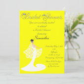 Invitation jaune et blanche de Fête de la mariée (Debout devant)