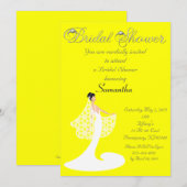 Invitation jaune et blanche de Fête de la mariée (Devant / Derrière)