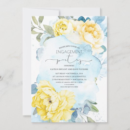 Invitation Jaune et bleu roux (Devant)