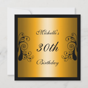 Invitation jaune et florale noire