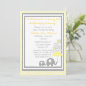 Invitation Jaune et gris d'invitation de baby shower (Debout devant)