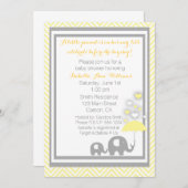 Invitation Jaune et gris d'invitation de baby shower (Devant / Derrière)