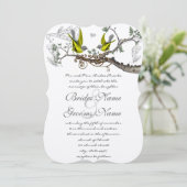 Invitation Jaune et Gris Oiseaux Vintages Mariage Inviter (Debout devant)