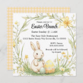 Invitation Jaune et Joyeux dimanche de Pâques Brunch (Devant / Derrière)