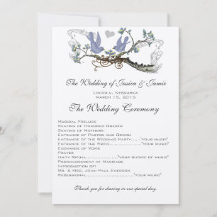 Invitation Jaune et Lavande Vintage Lovebird Wedding Programm
