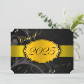 Invitation Jaune et noir 2025 Graduation (Debout devant)