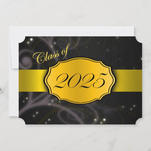 Invitation Jaune et noir 2025 Graduation (Devant)