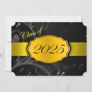 Invitation Jaune et noir 2025 Graduation