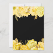 Invitation Jaune et or Roses Floral Sweet 16 (Dos)