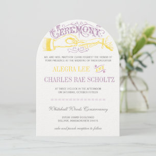 Invitation Jaune et violet Vintage Gatsby Typographie