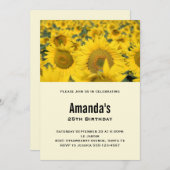 Invitation Jaune Fleur de soleil Anniversaire (Devant / Derrière)