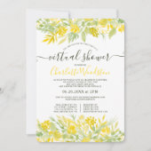 Invitation Jaune Floral aquarelle script douche virtuelle (Devant)