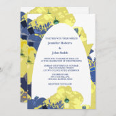 Invitation Jaune Floral Bleu Bleu Personnalisé Arc Mariage (Devant / Derrière)
