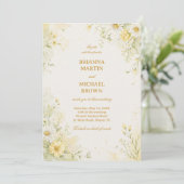 Invitation Jaune Floral Doux (Debout devant)