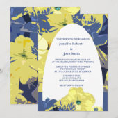 Invitation Jaune Floral Dusty Bleu Personnalisé Arc Mariage (Devant / Derrière)