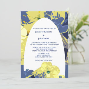 Invitation Jaune Floral Dusty Bleu Personnalisé Arc Mariage