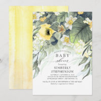Jaune Floral Élégant Baby shower mignon