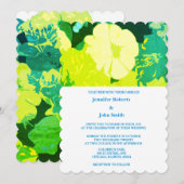 Invitation Jaune Floral Feuille Vert Bleu Artsy Boho Mariage (Devant / Derrière)
