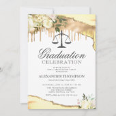 Invitation Jaune Floral Law School Graduation Party (Devant)