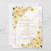 Invitation Jaune Floral Mariage Mariage Script Rustique (Devant)