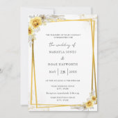 Invitation Jaune Floral or Mariage simple (Devant)