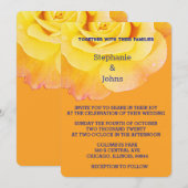 Invitation Jaune Floral Orange Rose Marine Bleu Boho Mariage (Devant / Derrière)