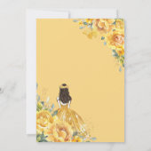 Invitation Jaune Floral Sweet 16 Anniversaire Princesse Couro (Dos)