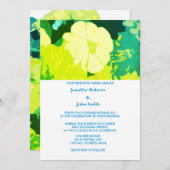 Invitation Jaune Floral Vert Bleu Feuille Art Boho Mariage (Devant / Derrière)