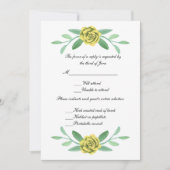 Invitation Jaune Floral Vert Feuillage Mariage Réponse (Devant)