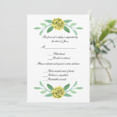Invitation Jaune Floral Vert Feuillage Mariage Réponse (Debout devant)