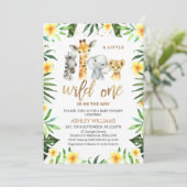 Invitation Jaune Floral Vert Safari Wild Un Baby shower (Debout devant)