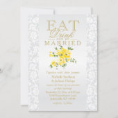 Invitation Jaune Florale Manger, Boire et se Marie (Devant)