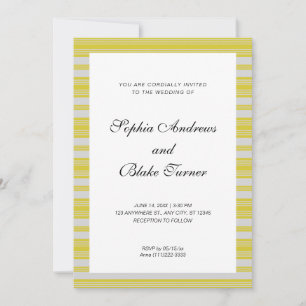 Invitation Jaune foncé et blanc rayures Mariage moderne