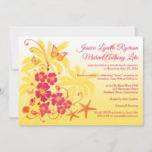 Invitation Jaune, Fuchsia, Mariage tropical orange (Devant)