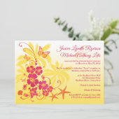 Invitation Jaune, Fuchsia, Mariage tropical orange (Debout devant)