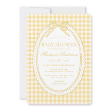 Jaune Gingham Coquette Noeud Baby Shower