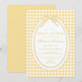 Invitation Jaune Gingham Coquette Nœud Réception de Mariage (Devant / Derrière)