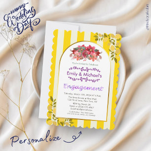 Invitation Jaune Gold Bold Floroms Party d'engagement