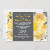 Invitation Jaune, Gris, Blanc Aquarelle Fleurs Mariage (Devant)