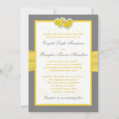 Invitation Jaune, Gris, Blanc Coeurs joints Mariage Inviter (Dos)