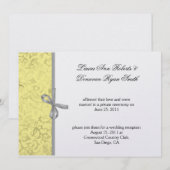 Invitation Jaune Gris Blanc Damas Mariage Après (Devant / Derrière)