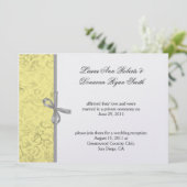 Invitation Jaune Gris Blanc Damassé Après-Mariage (Debout devant)