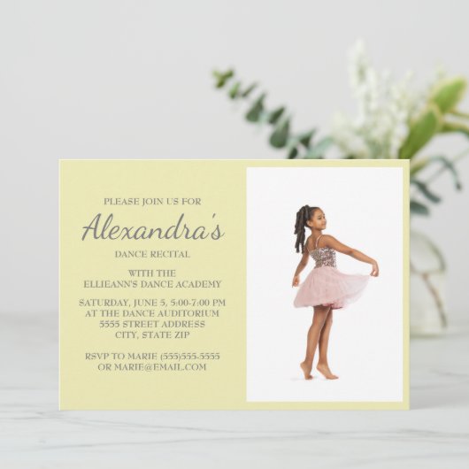 Invitation Jaune Gris Script Danse Considérant Photo Invitati (Debout devant)