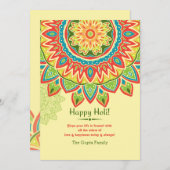 Invitation Jaune Happy Holi (Devant / Derrière)