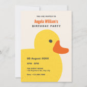 Invitation Jaune joli canard anniversaire (Devant)